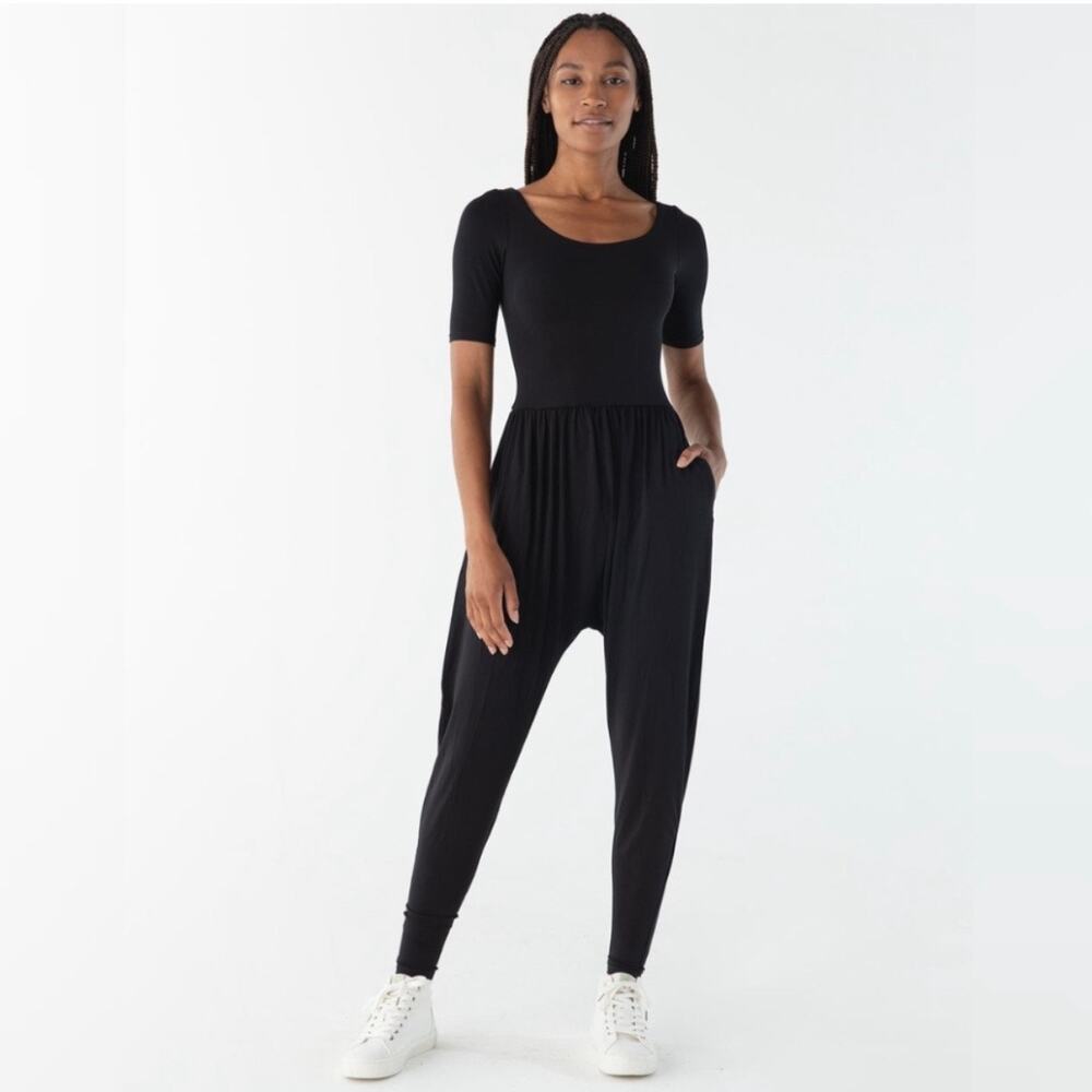 IMBODHI Sleeved Bodhi Harem Jumper Jumpsuit Made in CA in Black, Size 1X